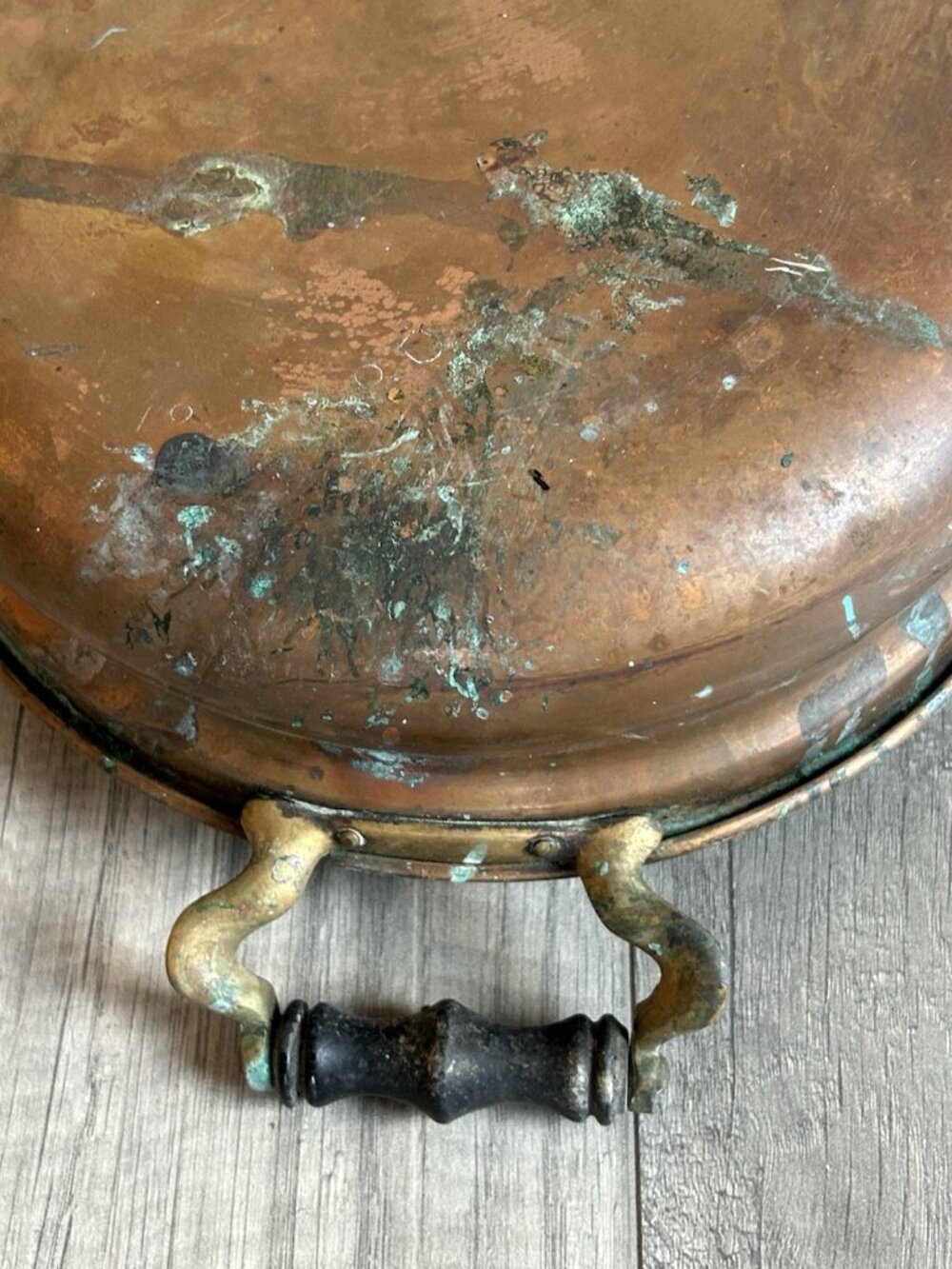 Vintage Manning Bowman Copper Pan Lid Handles Rustic Patina AS IS Cottagecore - Picture 12 of 16